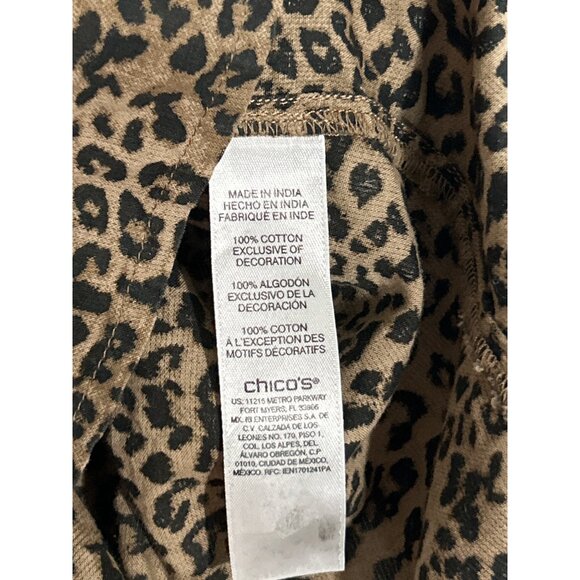 Chicos Embroidered Leopard Print Tunic Top With Bell Sleeves Size 0 100% Cotton - Picture 5 of 9